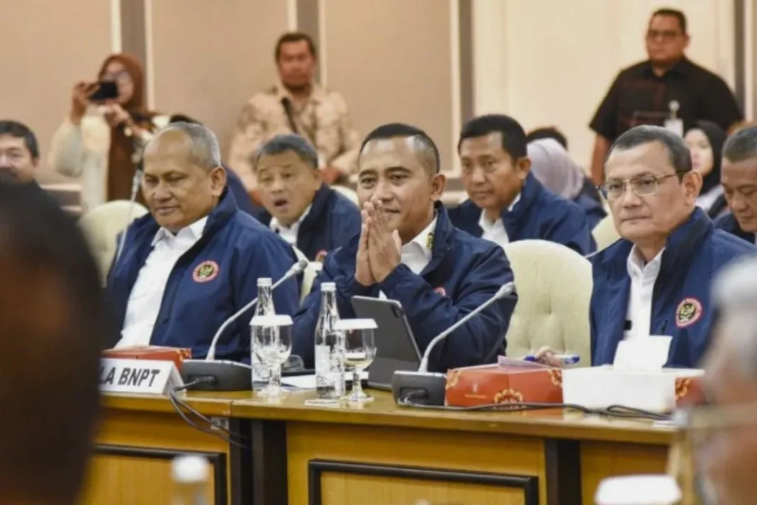 Kepala BNPT Komjen Pol. Eddy Hartono dalam Rapat Dengar Pendapat (RDP) dengan Komisi XIII DPR di Gedung Parlemen, Jakarta, Rabu