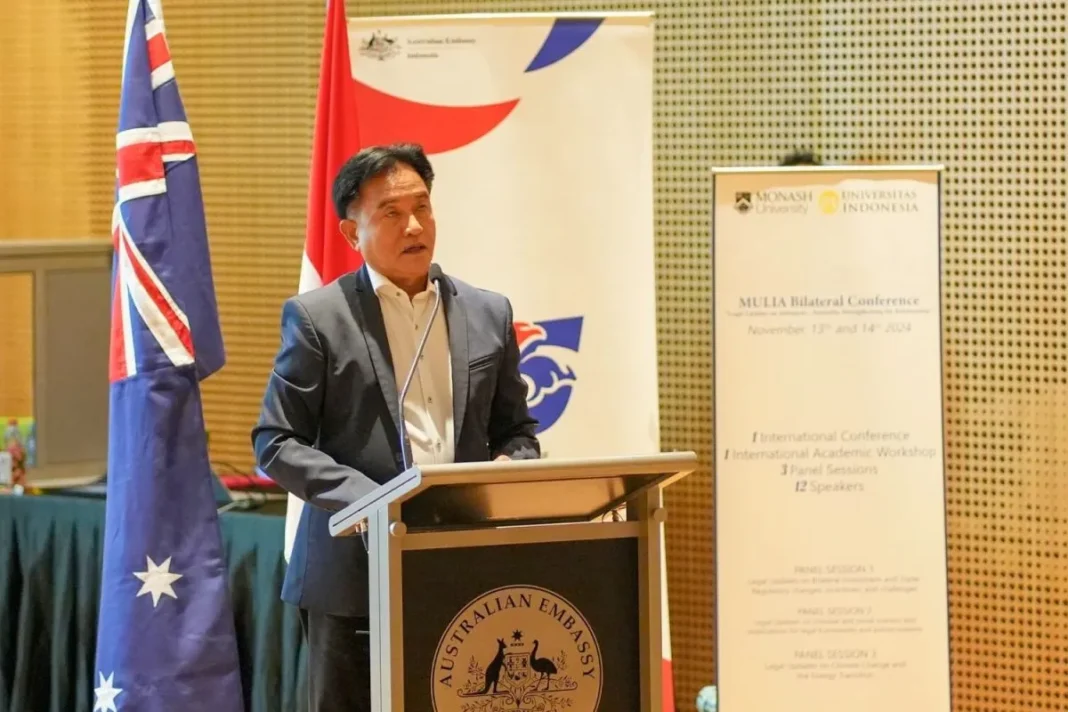 Menko Kumham Imipas RI Yusril Ihza Mahendra dalam diskusi strategis di Kedutaan Besar Australia di Jakarta, Rabu