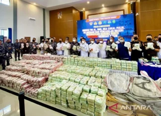 TNI AL Musnahkan 2 Ton Narkoba Selundupan Kepri Bernilai Rp7,5 T