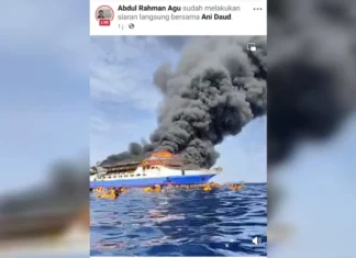 KM Barcelona 5 Terbakar di Perairan Talise Minahasa Utara