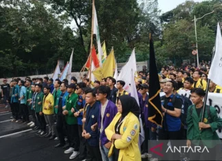 Seratusan Massa BEM SI Gelar Aksi di Kawasan Monas