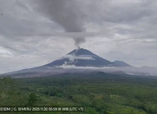 Gunung Semeru Alami 32 Kali Gempa Guguran