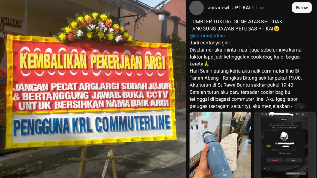 Imbas Tumbler Tuku Hilang, Karangan Bunga dari Pengguna KRL Banjiri Stasiun dan Kantor Pusat KAI