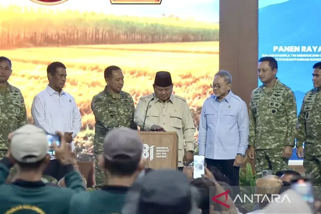 Prabowo pimpin panen raya bersama TNI di 43 lokasi dari Malang